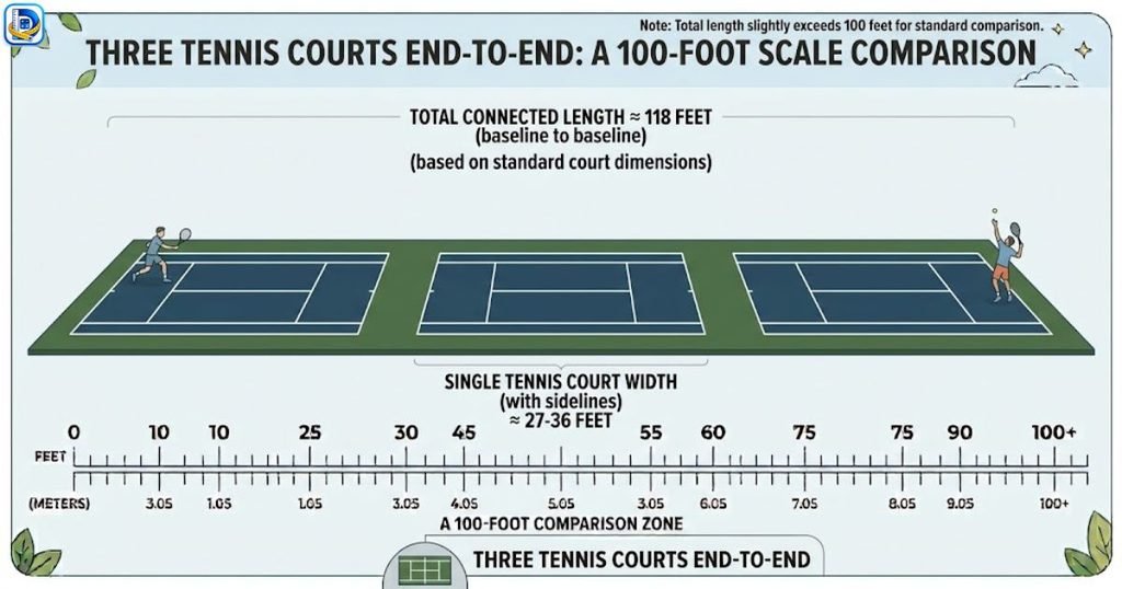 Three Tennis Courts End to End
